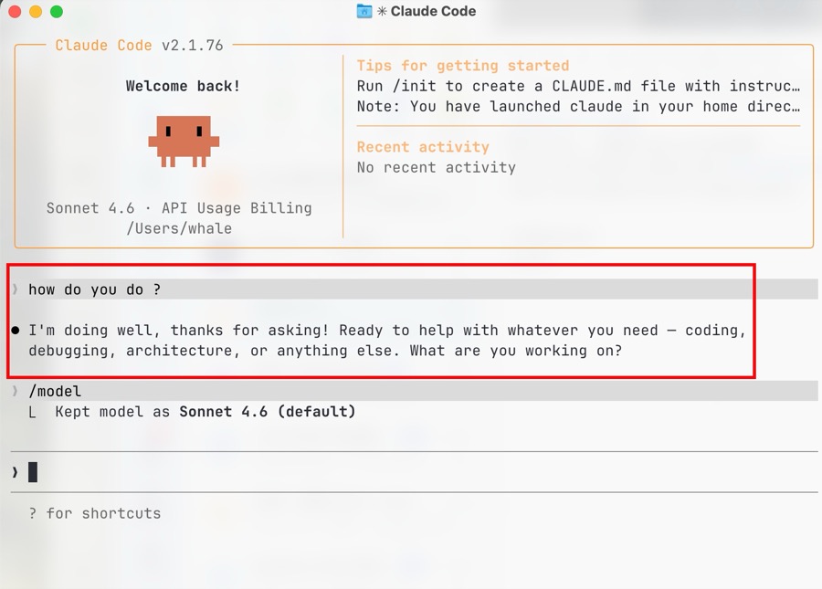 Claude Code connected to Cloudwise MaaS - chat demo
